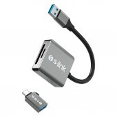 S-link SL-CR21 Type C ve USB3.0 SD/Micro SD 110m/S Hızlı 2 in 1 Metal Kart Okuyucu - 2