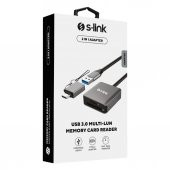 S-link SL-CR21 Type C ve USB3.0 SD/Micro SD 110m/S Hızlı 2 in 1 Metal Kart Okuyucu - 4