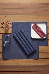 Perotti Bready Hasır Görünümlü 6 Lı Amerikan Servis Lacivert 15298 thumbnail 1