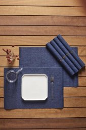 Perotti Bready Hasır Görünümlü 6 Lı Amerikan Servis Lacivert 15298 thumbnail 2