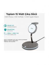Ttec AirCharger Trio M MagSafe Uyumlu 3ü 1 Arada iPhone  Apple Watch AirPods Kablosuz Hızlı Şarj Standı - 3