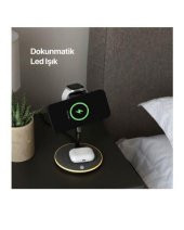 Ttec AirCharger Trio M MagSafe Uyumlu 3ü 1 Arada iPhone  Apple Watch AirPods Kablosuz Hızlı Şarj Standı - 7