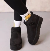 BA0317 BOA Siyah Classıc Kürklü Ultra Mini Platform thumbnail 1