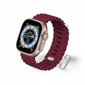 Cosmostech Akıllı Saat Watch için Uyumlu 42MM 44MM 45MM 49MM 1/2/3/4/5/6/se/7/8/ultra Akıllı Saat Silikon Kordon ve Kayışı Bordo - 1