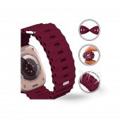 Cosmostech Akıllı Saat Watch için Uyumlu 42MM 44MM 45MM 49MM 1/2/3/4/5/6/se/7/8/ultra Akıllı Saat Silikon Kordon ve Kayışı Bordo - 2