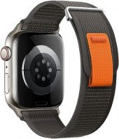Cosmostech Akıllı Saat Watch için Uyumlu 42MM 44MM 45MM 49MM 1/2/3/4/5/6/se/7/8/ultra Hasır Kordon ve Kayışı Koyu Gri(Turuncu) - 1