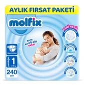 Molfix Bebek Bezi 1 Beden Yenidoğan Aylık Fırsat Paketi 240 Adet - 1