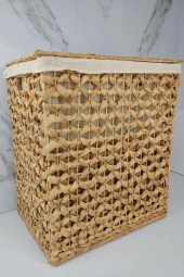 Digithome Dikdörtgen Katlanabilir Kelebek Desenli Hasır Bambu Kirli Çamaşır Sepeti Kahverengi - CL-11045 thumbnail 2