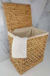 Digithome Dikdörtgen Katlanabilir Kelebek Desenli Hasır Bambu Kirli Çamaşır Sepeti Kahverengi - CL-11045 thumbnail 3