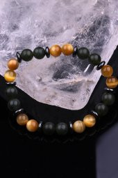 Kanada Yeşim - Kaplan Gözü - Hematit Doğal Taş Tasarım Bileklik - 2