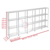 4 Katlı 5'li Galvaniz Çelik Raf - Depo, Arşiv, Kiler, Dosya, Market Rafı  31x93 cm 100 cm 1.00 mm - 3