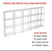 4 Katlı 5'li Galvaniz Çelik Raf - Depo, Arşiv, Kiler, Dosya, Market Rafı  43x93 cm 200 cm 1.00 mm thumbnail 1
