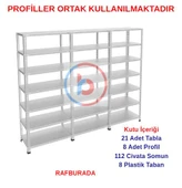 7 Katlı 3'lü Galvaniz Çelik Raf - Depo, Arşiv, Kiler, Dosya, Market Rafı  31x93 cm 150 cm 1.50 mm thumbnail 1