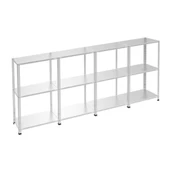 3 Katlı 4'lü Galvaniz Çelik Raf - Depo, Arşiv, Kiler, Dosya, Market Rafı 31x75 cm 50 cm 0.70 mm - 1