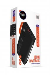 Powerway 10.000 Mah Pd 22.5W Dahili Kablolu Hızlı Şarj Gerçek 10.000 Mah QC10 Siyah Powerbank - 2