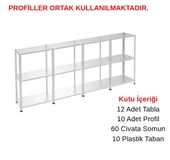 3 Katlı 4'lü Galvaniz Çelik Raf - Depo, Arşiv, Kiler, Dosya, Market Rafı  43x60 cm 200 cm 1.00 mm thumbnail 1