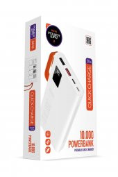 Powerway 10.000 Mah Pd 22.5W Dahili Kablolu Hızlı Şarj Gerçek 10.000 Mah QC10 Beyaz Powerbank - 1