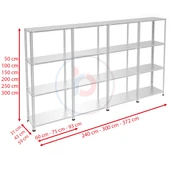 4 Katlı 4'lü Galvaniz Çelik Raf - Depo, Arşiv, Kiler, Dosya, Market Rafı  31x93 cm 150 cm 1.00 mm thumbnail 2