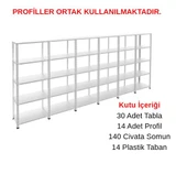 5 Katlı 6'lı Galvaniz Çelik Raf - Depo, Arşiv, Kiler, Dosya, Market Rafı  31x93 cm 100 cm 1.50 mm thumbnail 1