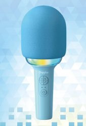 Doppler Rainbow Mavi Karaoke Mikrofonu Ledli Ses Değiştirme Özellikli Işıklı Yeni - 1