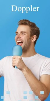 Doppler Rainbow Mavi Karaoke Mikrofonu Ledli Ses Değiştirme Özellikli Işıklı Yeni - 3