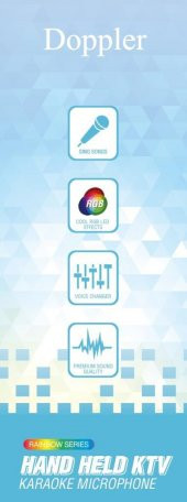 Doppler Rainbow Mavi Karaoke Mikrofonu Ledli Ses Değiştirme Özellikli Işıklı Yeni - 4