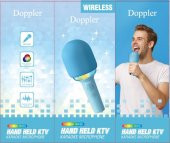 Doppler Rainbow Mavi Karaoke Mikrofonu Ledli Ses Değiştirme Özellikli Işıklı Yeni - 5
