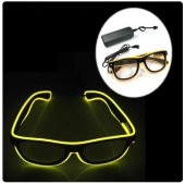 Sarı Led Parti Gözlüğü Led Işıklı Pilli Yılbaşı Düğün Eğlence UV400 neon parti gözlüğü HJ-LPG-01 - 1