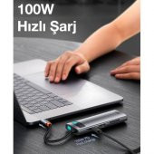BASEUS 100W 7in1 Type-C HUB Adaptör Çoklayıcı Type-C 2*USB 3.0 HDMI 4K HD RJ45 SD TF Girişli - 7