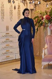 AFRA LACİVERT ABİYE ELBİSE - 5