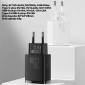 Baseus Super Şarj 20W USB ve Type-c Girişli İphone Şarj Aleti İphone 15 15 Pro MAX Şarj Başlık QC3.0 - 3