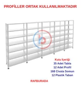 7 Katlı 5'li Galvaniz Çelik Raf - Depo, Arşiv, Kiler, Dosya, Market Rafı  31x60 cm 300 cm 0.70 mm thumbnail 1