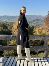 KADIN TASARIM DÖRT İPLİK KALIN PENYE KABAN SİYAH - BUTİK ESRA KANDEMİR A1971 thumbnail 7