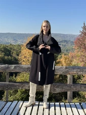 KADIN TASARIM DÖRT İPLİK KALIN PENYE KABAN SİYAH - BUTİK ESRA KANDEMİR A1971 thumbnail 1