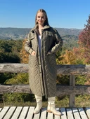 KADIN ŞİŞME UZUN KABAN HAKİ - BUTİK ESRA KANDEMİR 41105 thumbnail 1