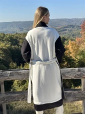 KADIN ÜÇ İPLİK ŞARDONLU KALIN PENYE TASARIM KABAN BEYAZ - BUTİK ESRA KANDEMİR A1732 thumbnail 8