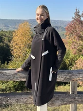 KADIN TASARIM DÖRT İPLİK KALIN PENYE KABAN SİYAH - BUTİK ESRA KANDEMİR A1971 thumbnail 5