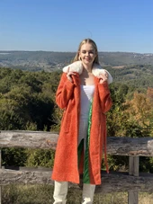 KADIN YAKASI KÜRKLÜ KABAN TURUNCU - BUTİK ESRA KANDEMİR 210 thumbnail 4