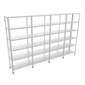 6 Katlı 4'lü Galvaniz Çelik Raf - Depo, Arşiv, Kiler, Dosya, Market Rafı  43x93 cm 300 cm 1.00 mm - 1