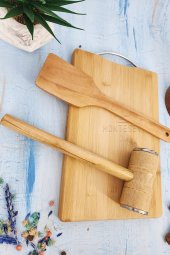 3 lü Et Döveceği Seti Et Dövücü İki Yönlü Et Yumuşatıcı Et Dövme Kesme Tahtası ve Çevirgeç Spatula - 3