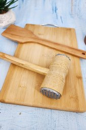 3 lü Et Döveceği Seti Et Dövücü İki Yönlü Et Yumuşatıcı Et Dövme Kesme Tahtası ve Çevirgeç Spatula - 4