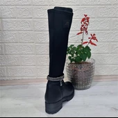 M.P 2753 Siyah Taşlı Ligralı Fermuarlı 45cm Bayan Çizme - 9