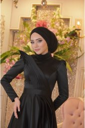 Mehtap Siyah Abiye Elbise - 3