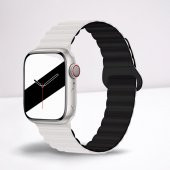 Cosmostech Akıllı Saat Watch için Uyumlu 42MM 44MM 45MM 49MM 1/2/3/4/5/6/se/7/8/ultra Magnetli Kordon ve Kayışı Beyaz(Siyah) - 1