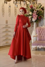 Mehtap Kırmızı Abiye Elbise - 4