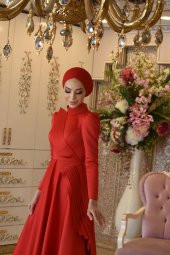 Mehtap Kırmızı Abiye Elbise - 6