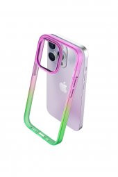 Iphone 14 Plus Air Bumper Rainbow Kılıf Pink Green - 3