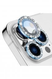 Buff iPhone 14 Pro / 14 Pro Max Diamond Lens Koruyucu Light Blue - 1