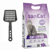 Sancat Premium Lavanta Kokulu Topaklaşan Beyaz Bentonit Kedi Kumu 10  L + Kürek - 1
