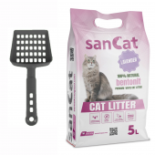 Sancat Premium Lavanta Kokulu Topaklaşan Beyaz Bentonit Kedi Kumu 5 L + Kürek - 1